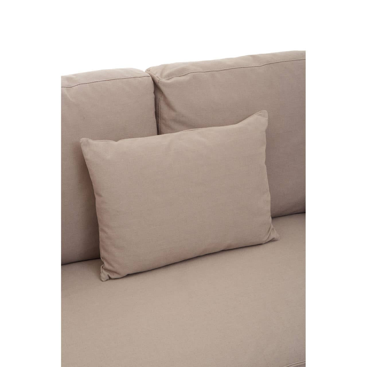 Grey fabric sofa with three seats, featuring a simple and modern design. The sofa includes a rectangular cushion in a matching shade, positioned against the backrest. The upholstery appears soft and inviting, suitable for a contemporary living space