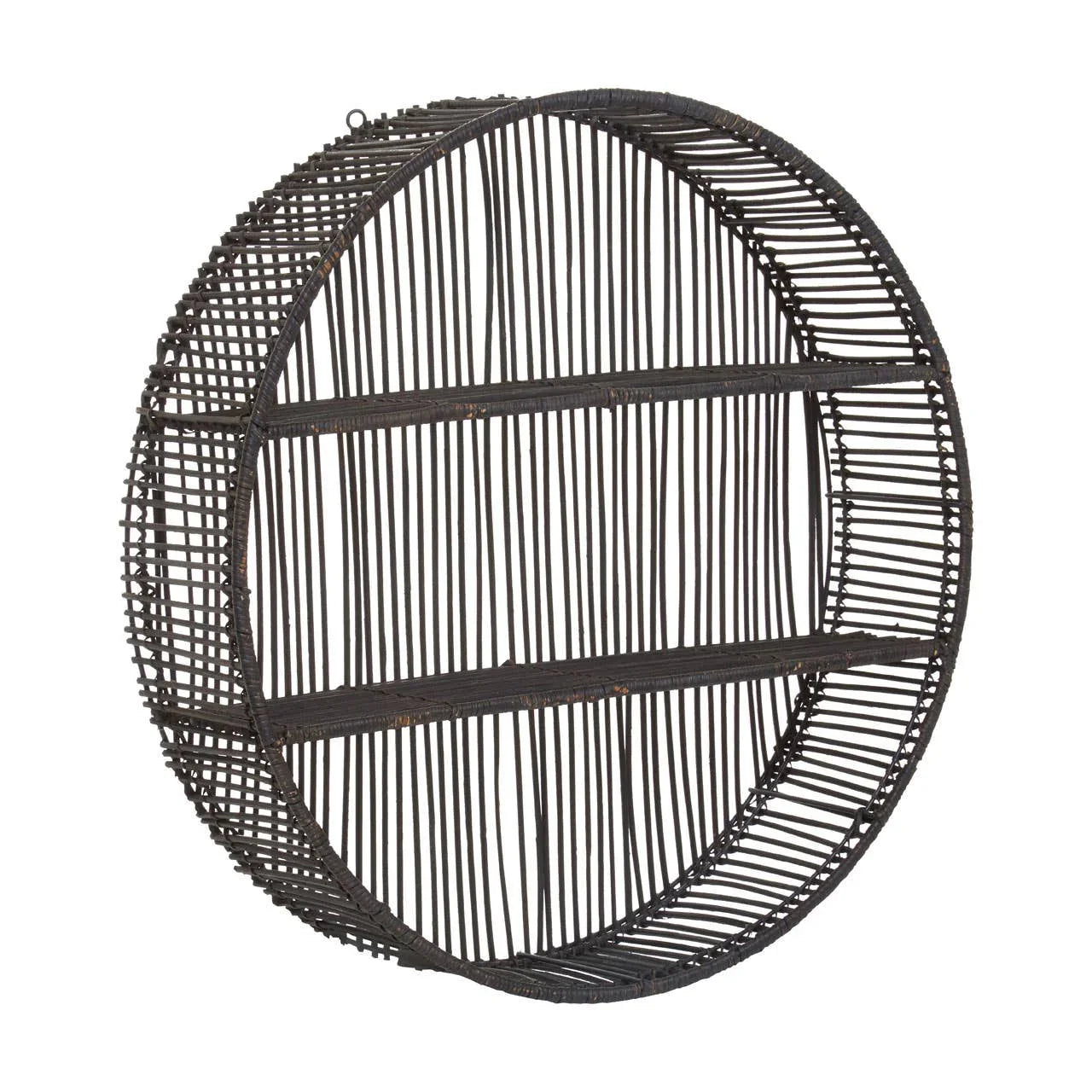 Black Rattan Wall Shelf
