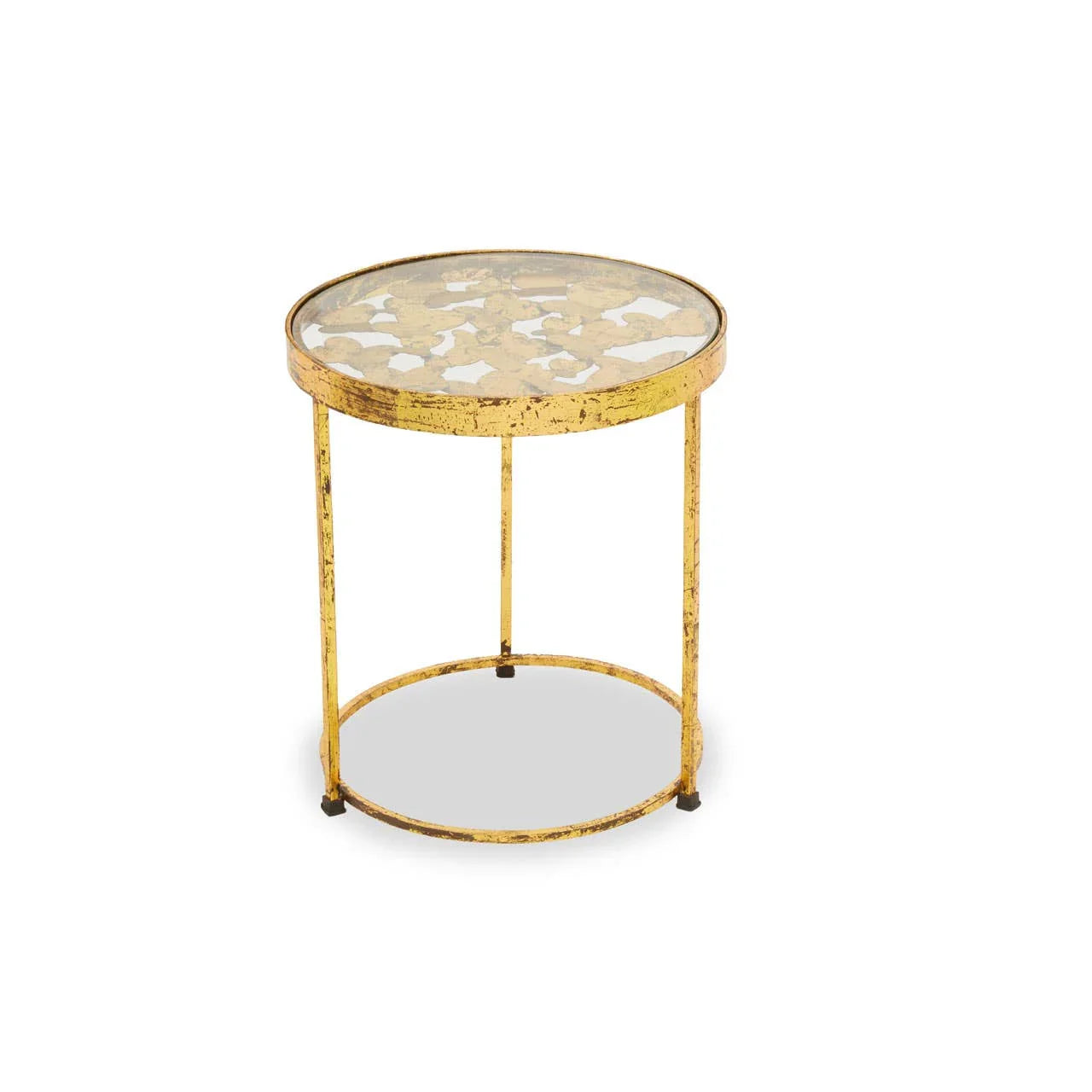Golden Butterfly Glass Side Table