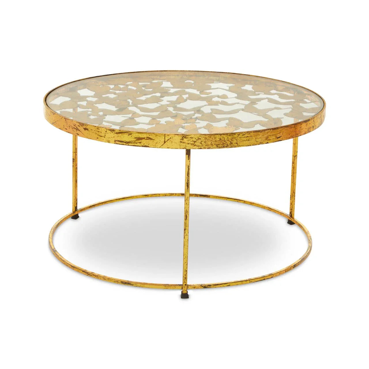 Golden Butterfly Glass Coffee Table