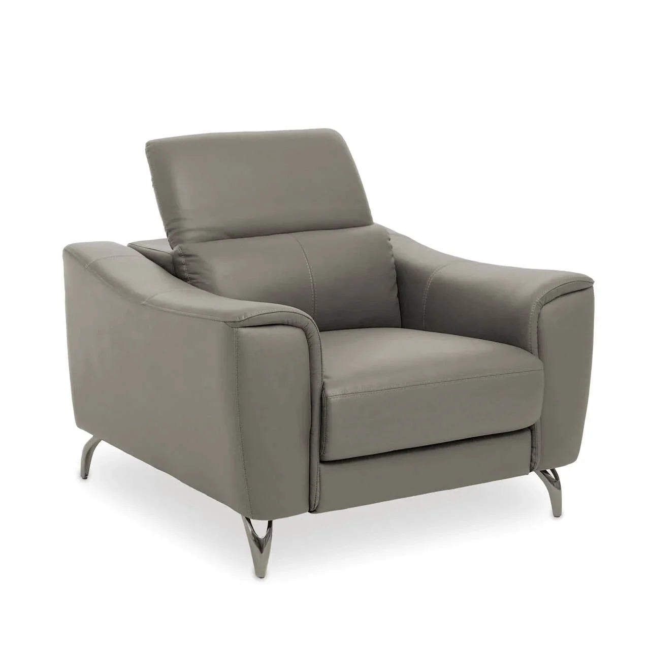 Modern Grey Leather Armchair