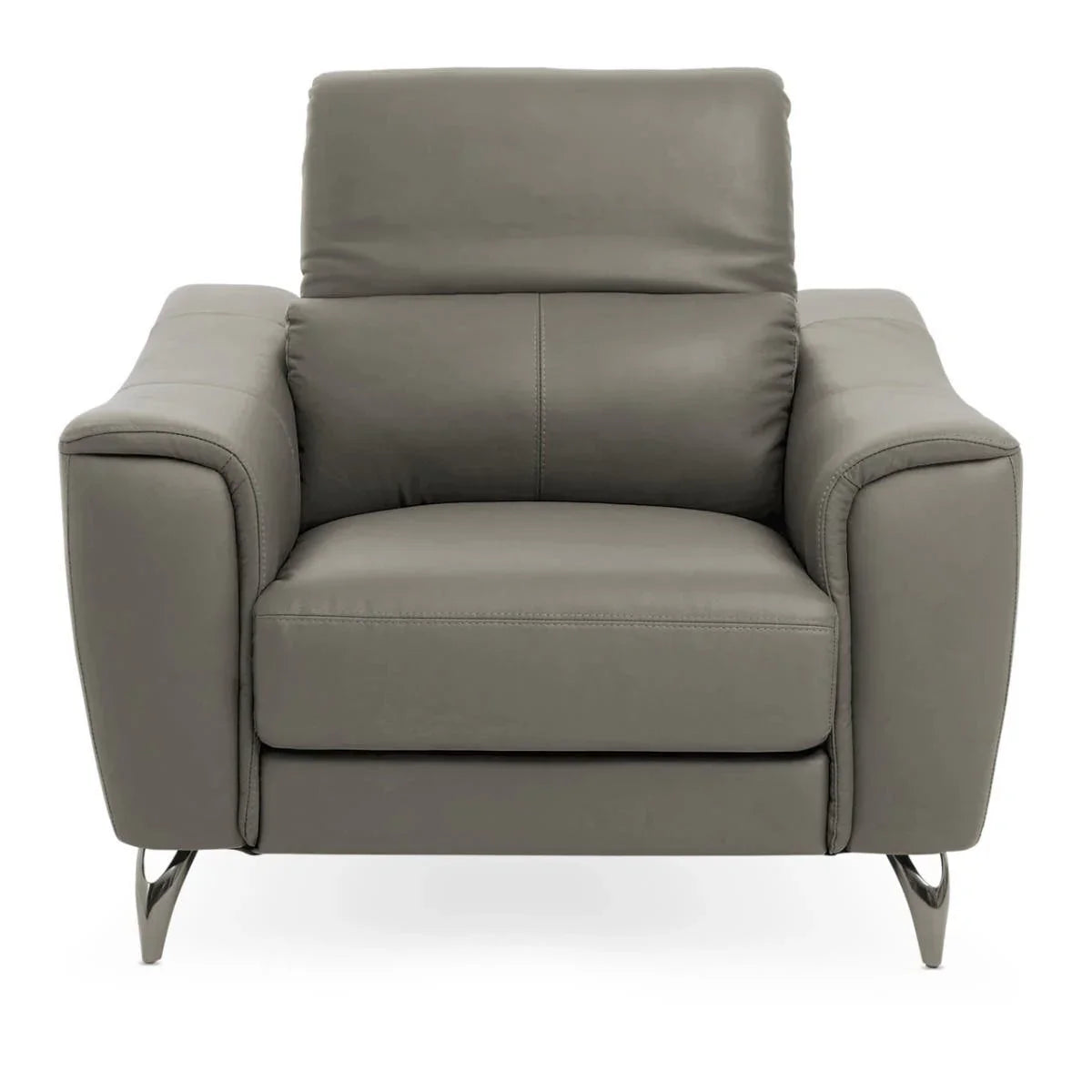 Modern Grey Leather Armchair