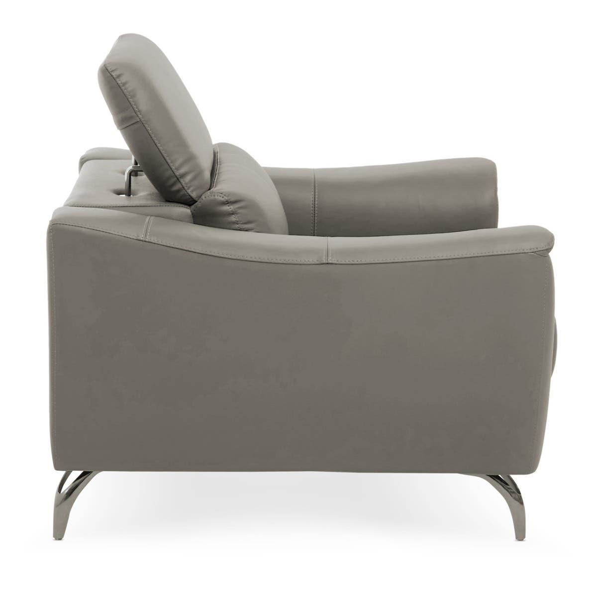 Modern Grey Leather Armchair