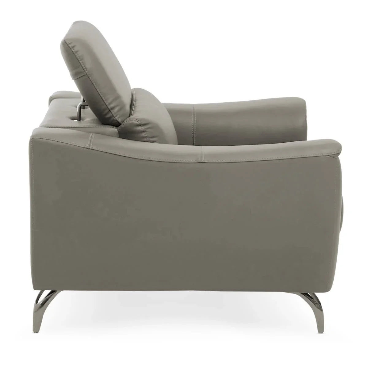 Modern Grey Leather Armchair