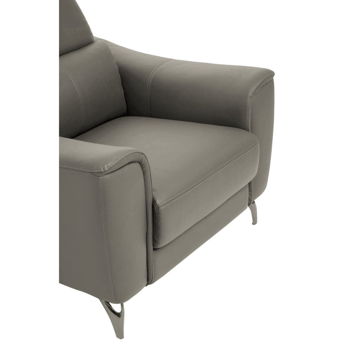 Modern Grey Leather Armchair
