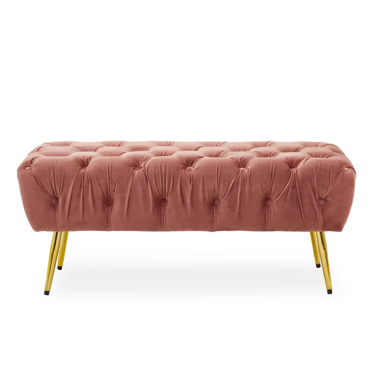 Luxe Pink Velvet Gold Bench