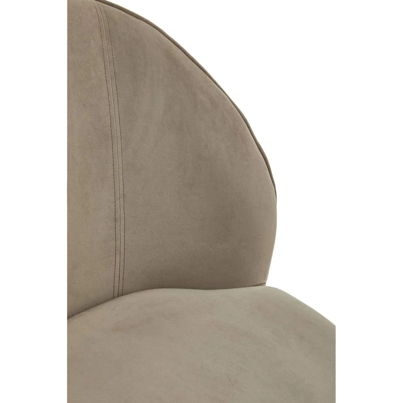 Close-up of beige fabric armchair backrest with stitched seam detail