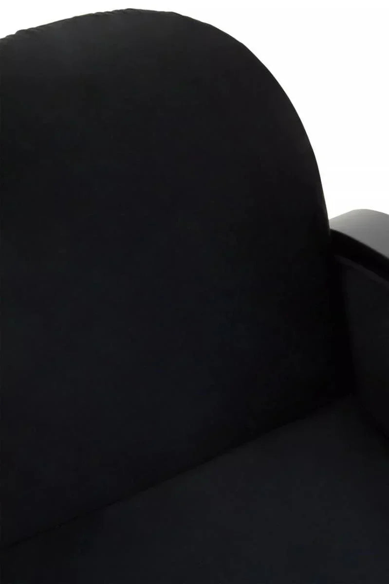 Close-up of black fabric sofa backrest and armrest