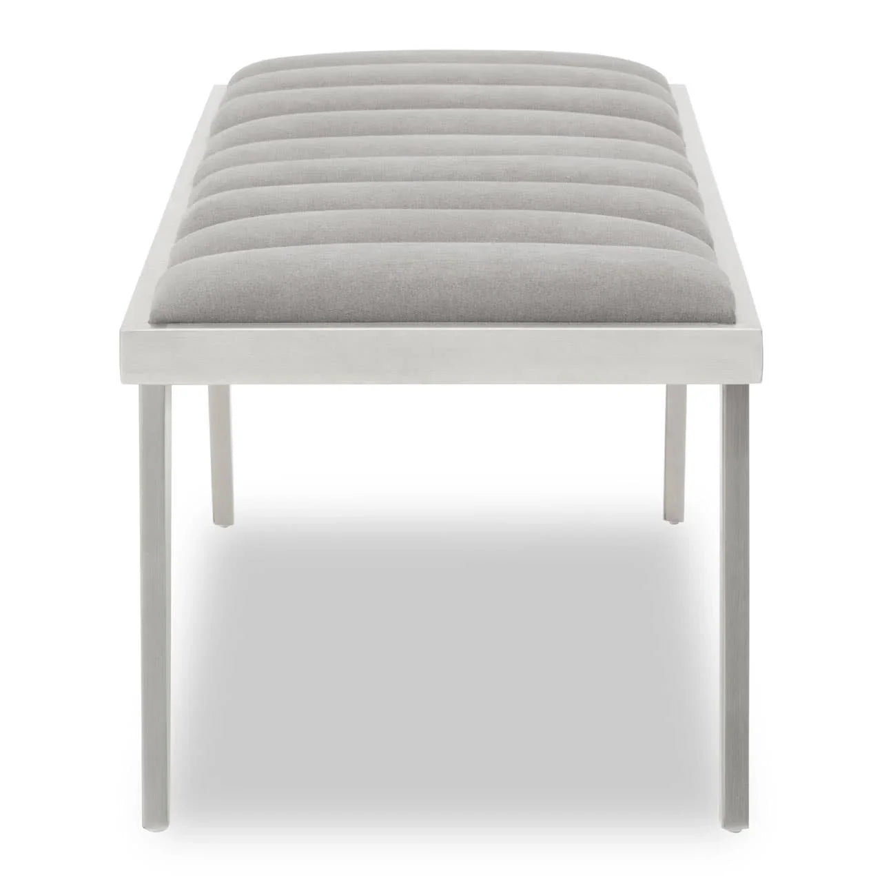 Plush Grey Velvet Bench