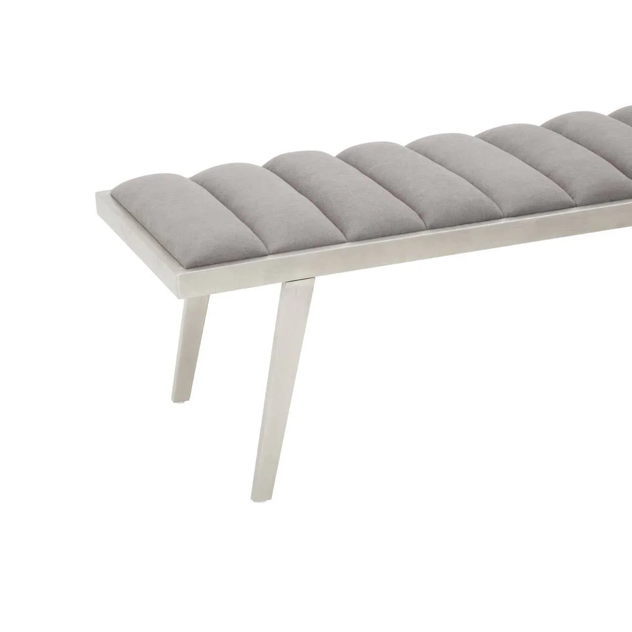 Plush Grey Velvet Bench
