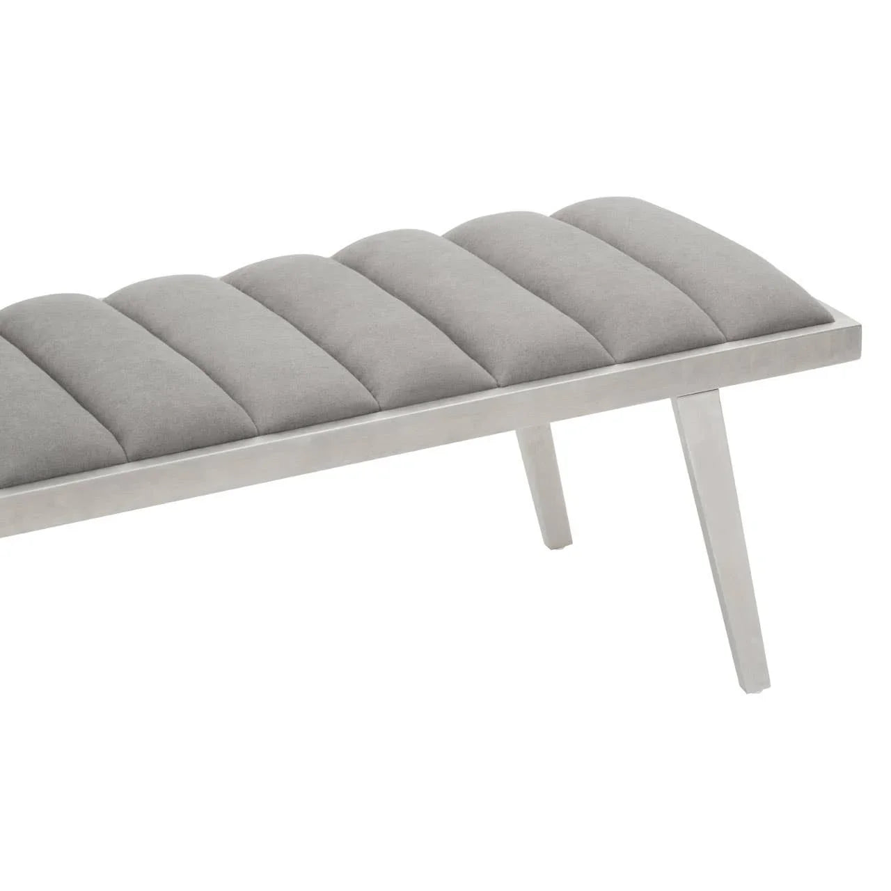 Plush Grey Velvet Bench