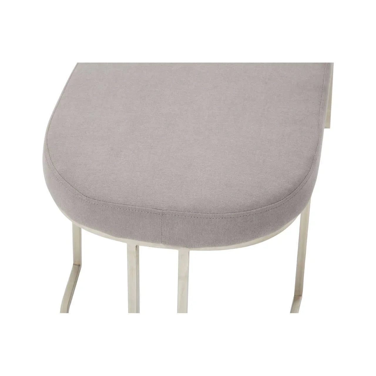 Curved Grey Upholstered Bench