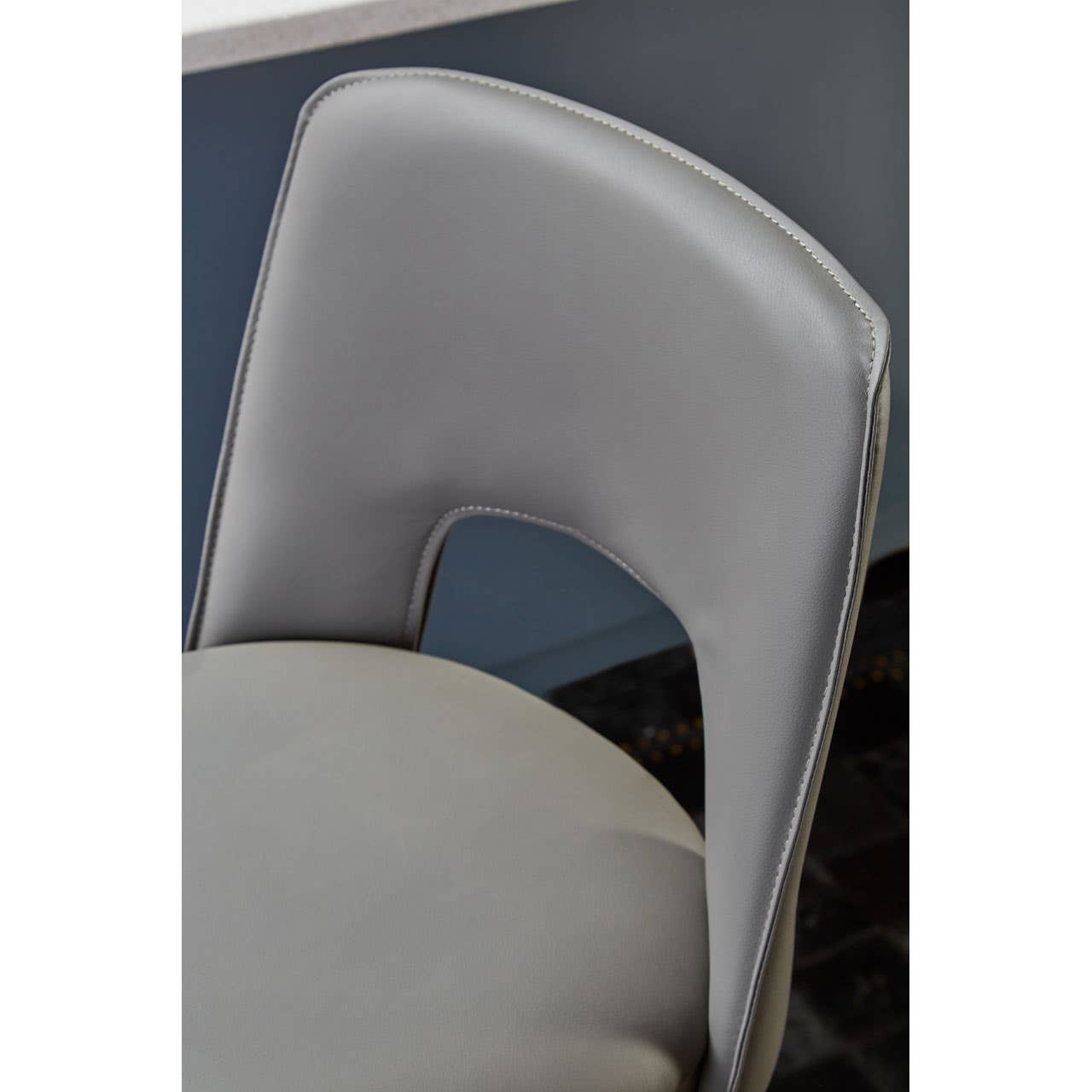 Retro Grey Leather Bar Chair