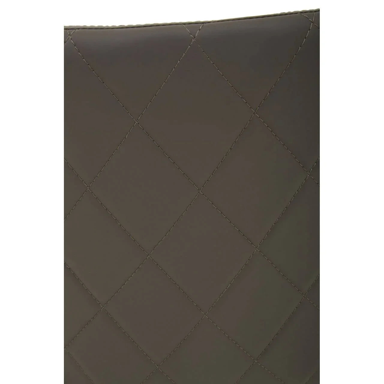 Brown quilted leather dining chair backrest stitching detail