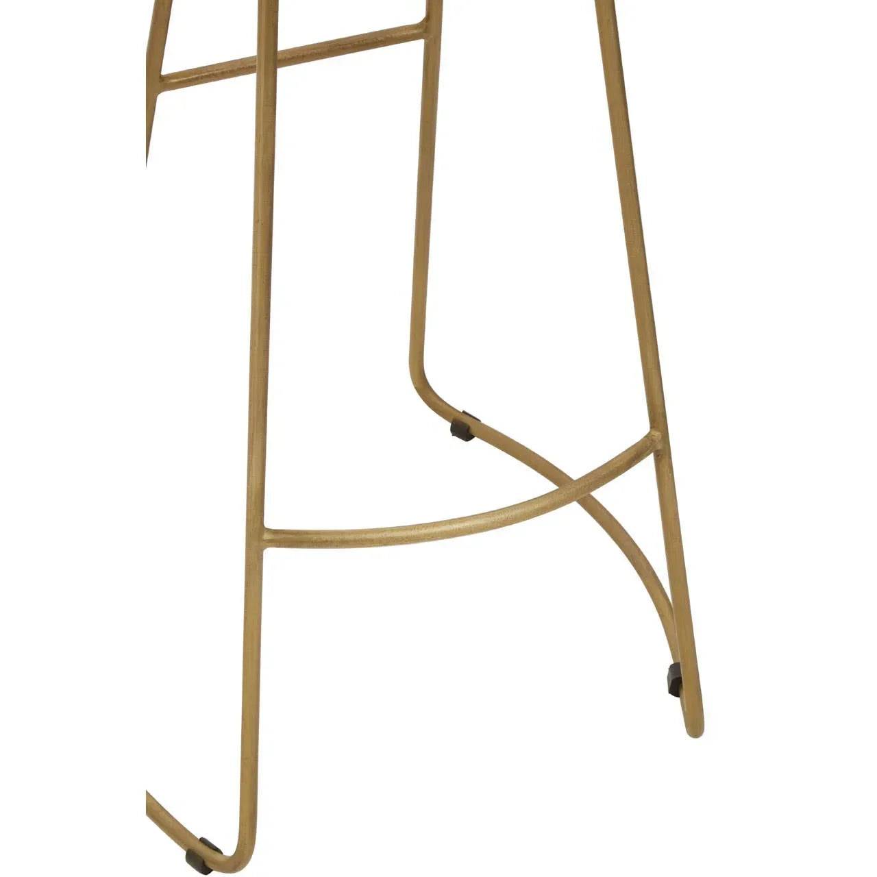 Gold metal bar stool legs with curved crossbar and floor protectors