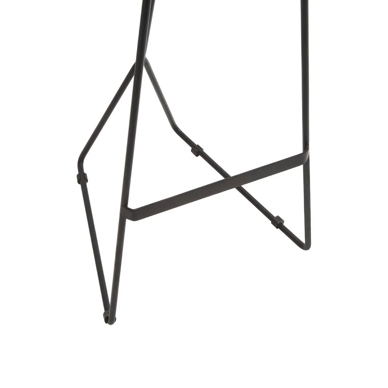 Black metal bar stool base with geometric design and crossbar support
