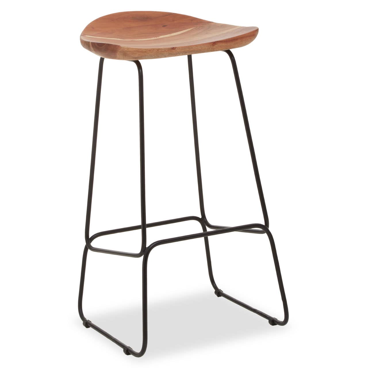 Sleek Wood Iron Bar Stool