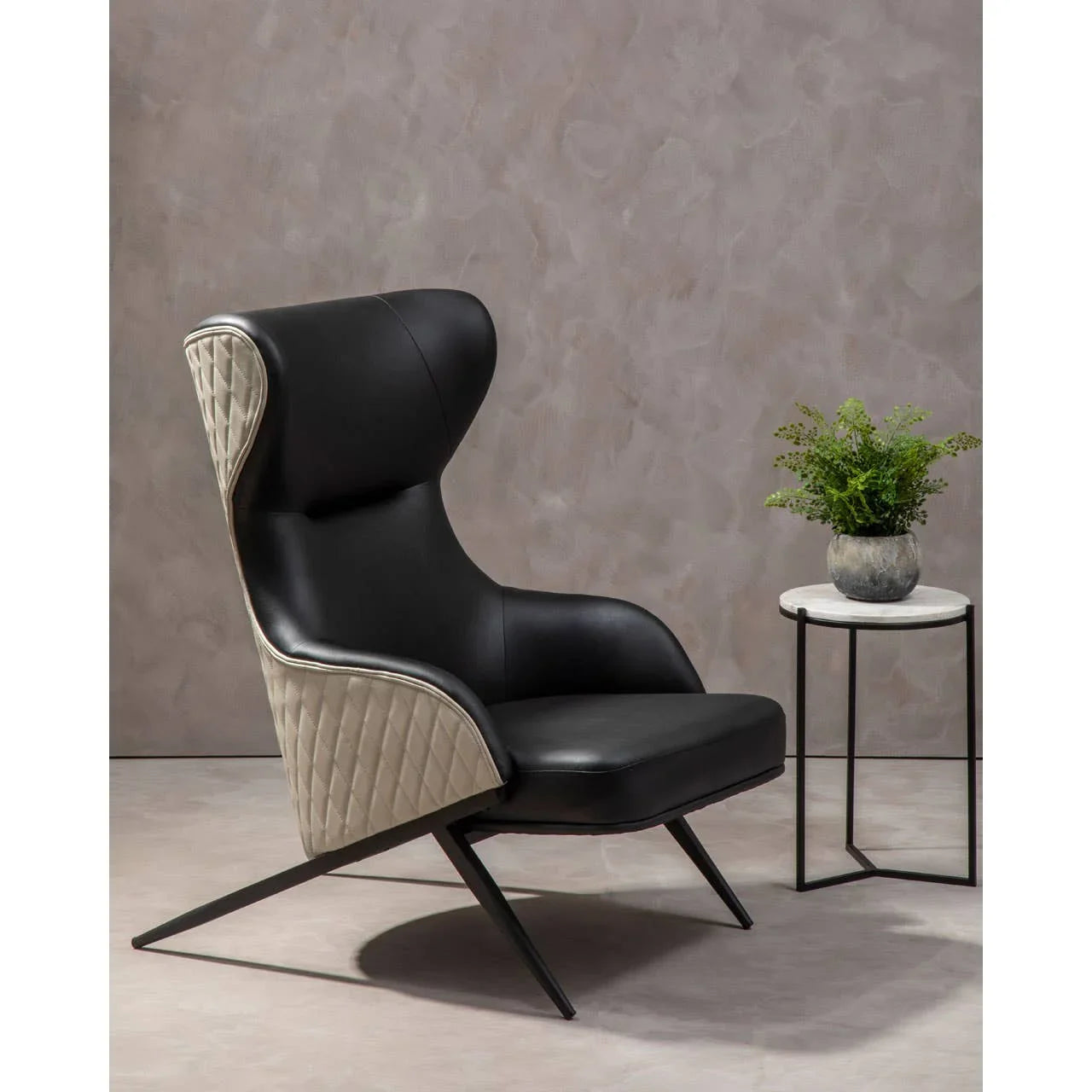Modern Black Wingback Armchair