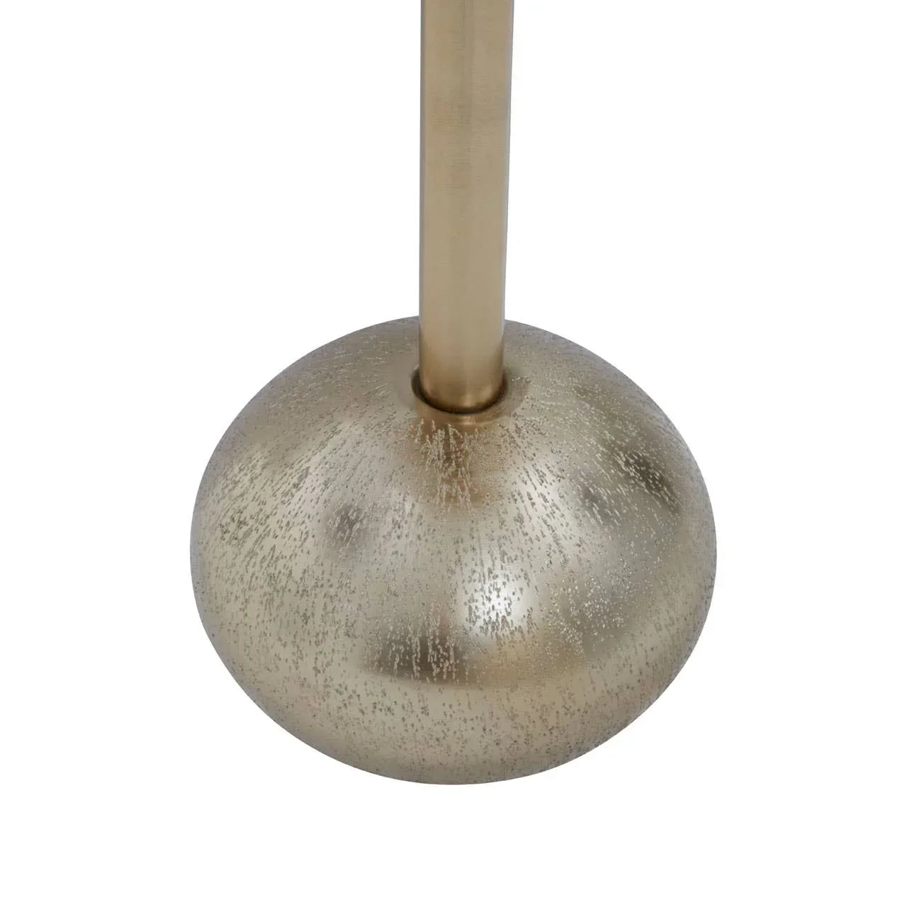 Brushed gold lamp base with round shape and textured metallic finish