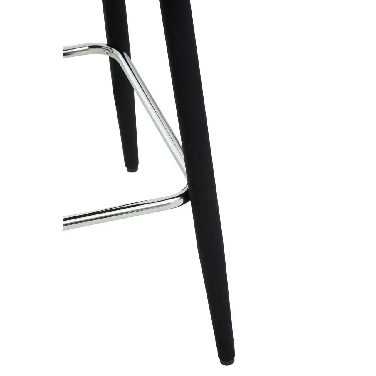 Black bar stool legs with chrome footrest on white background