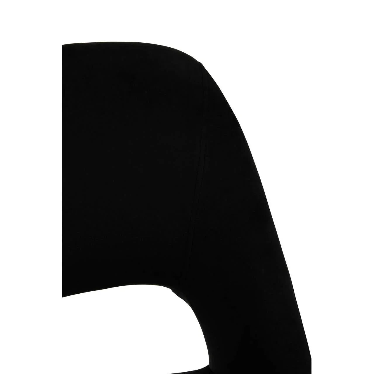 Close up of black fabric sofa armrest with curved modern design