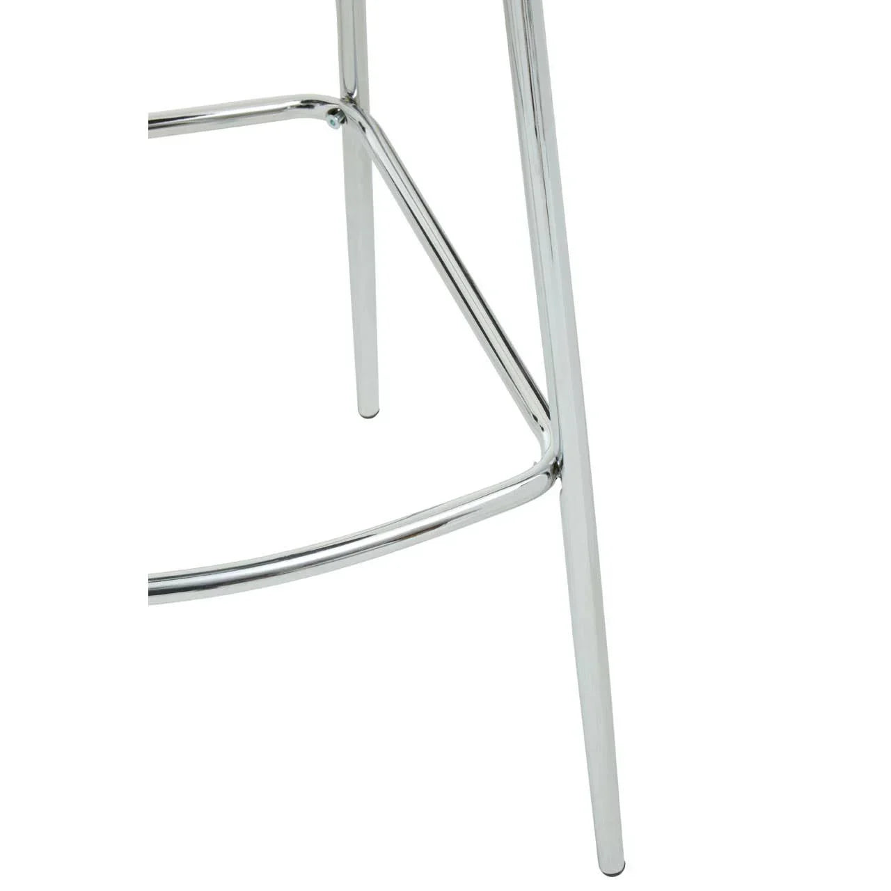 Chrome bar stool legs with footrest close-up