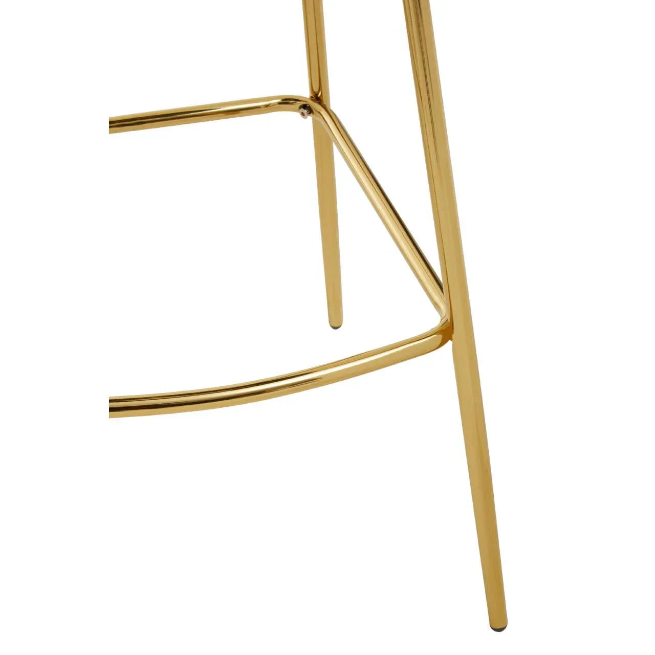 Gold bar stool metal legs with footrest close-up