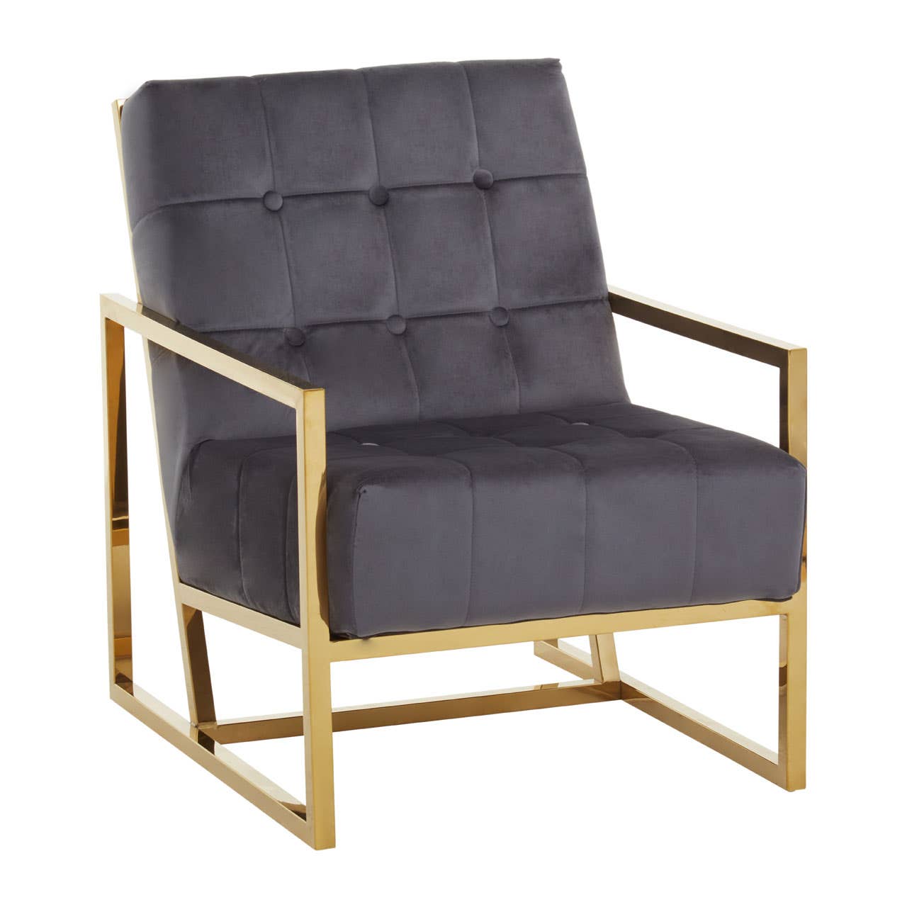 Luxe Grey Velvet Gold Chair