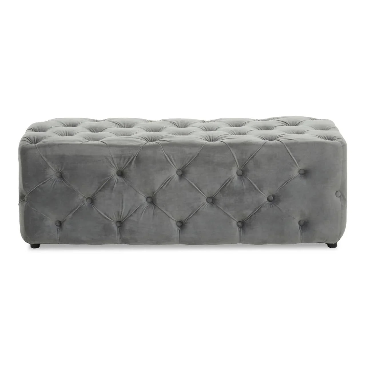 Plush Grey Velvet Button-Tufted