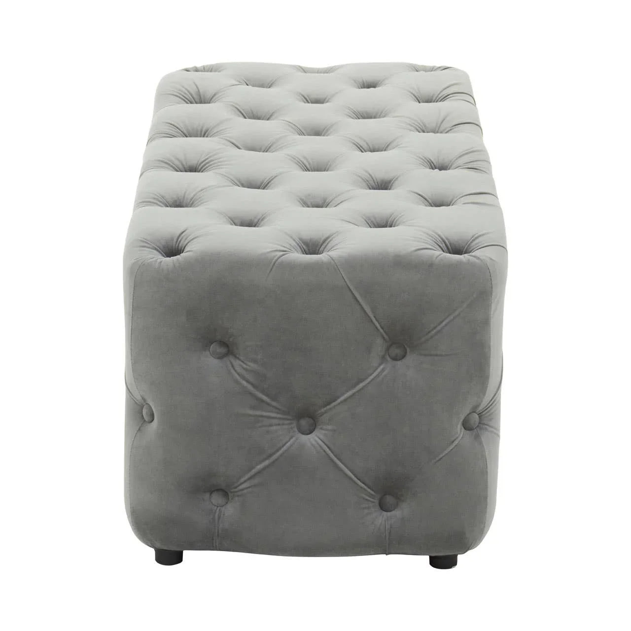 Plush Grey Velvet Button-Tufted