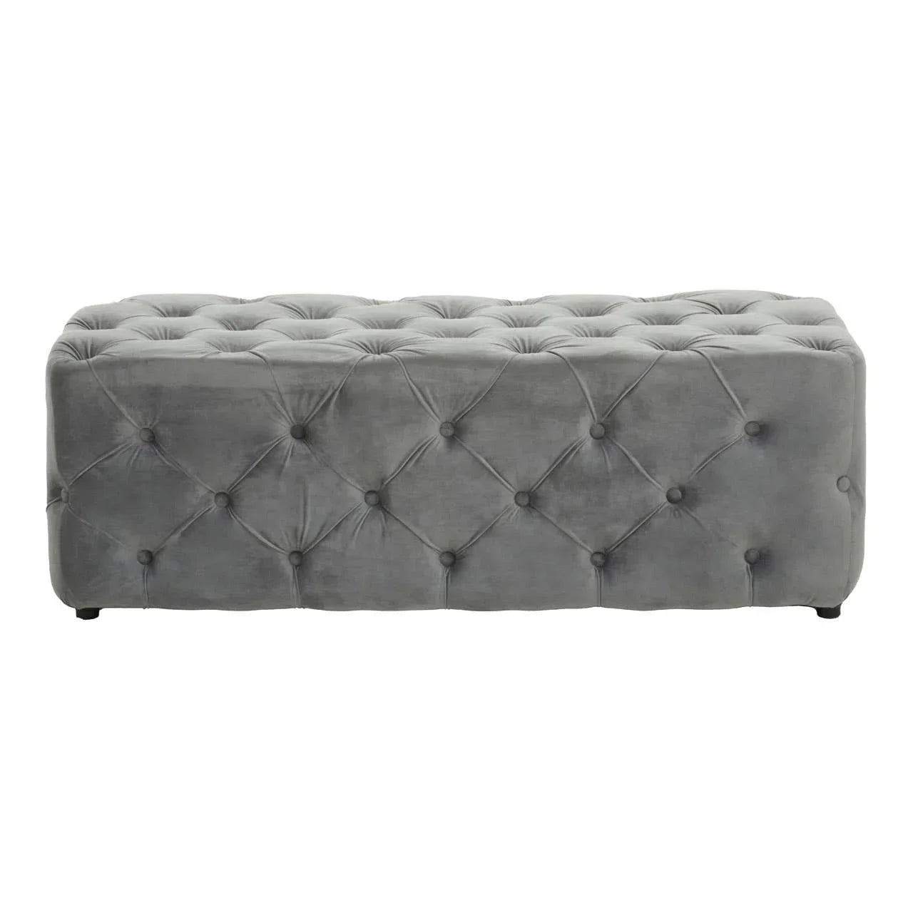 Plush Grey Velvet Button-Tufted
