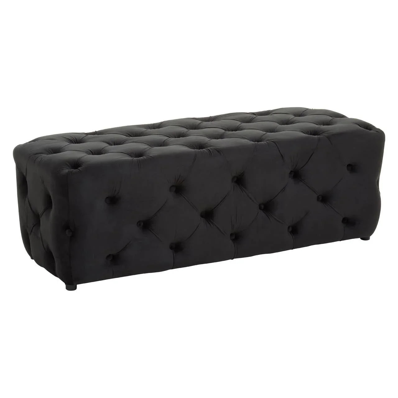 Luxe Black Velvet Tufted Bench