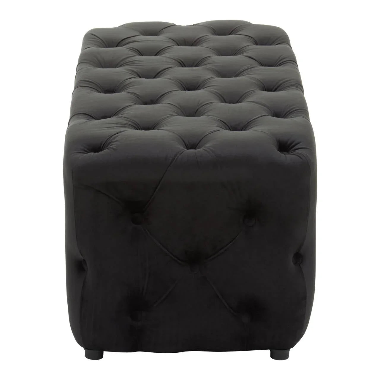 Luxe Black Velvet Tufted Bench