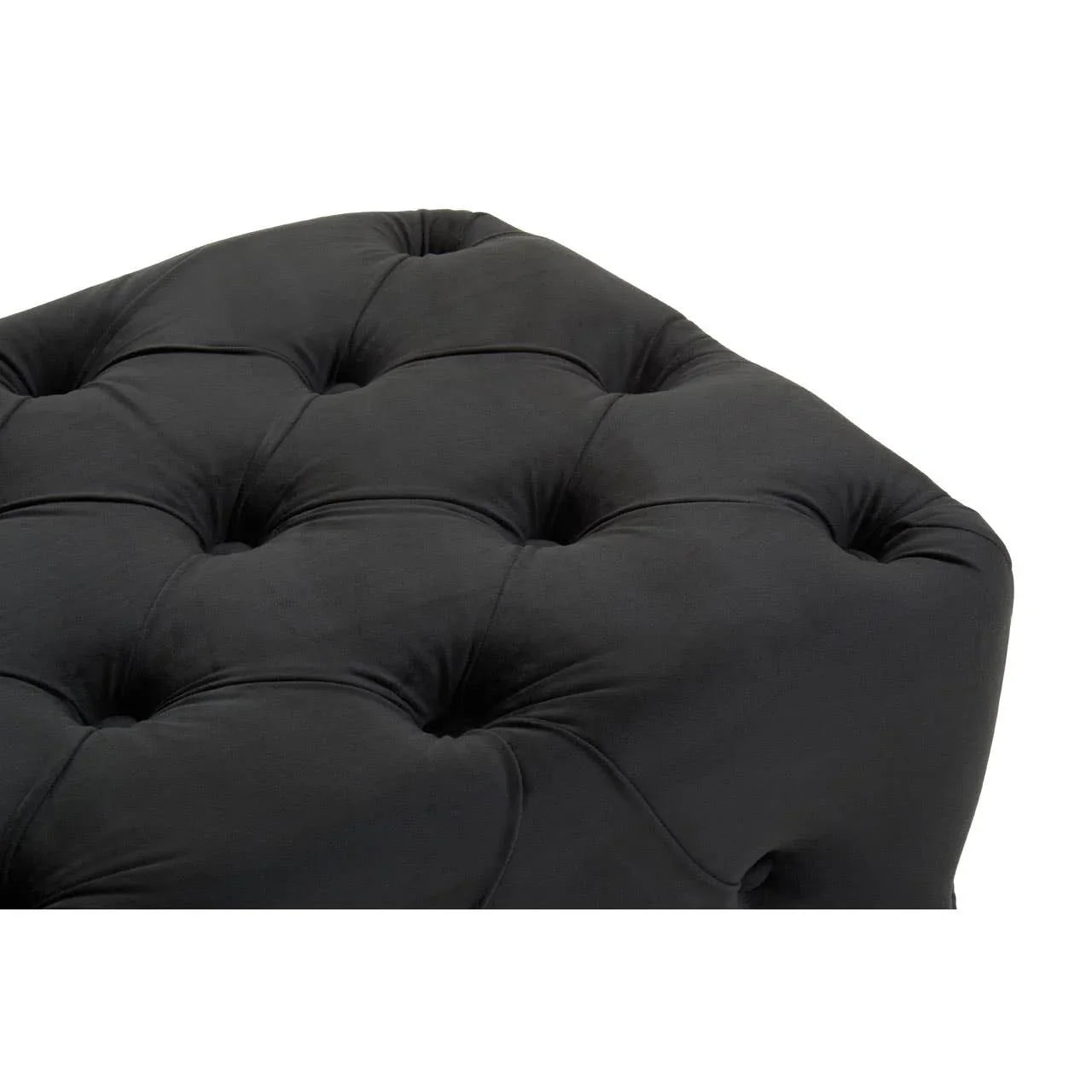 Luxe Black Velvet Tufted Bench