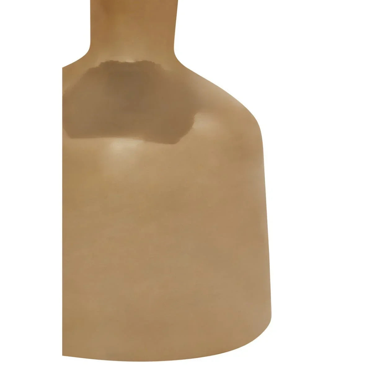 Closeup of matte gold ceramic vase body with smooth curved shape
