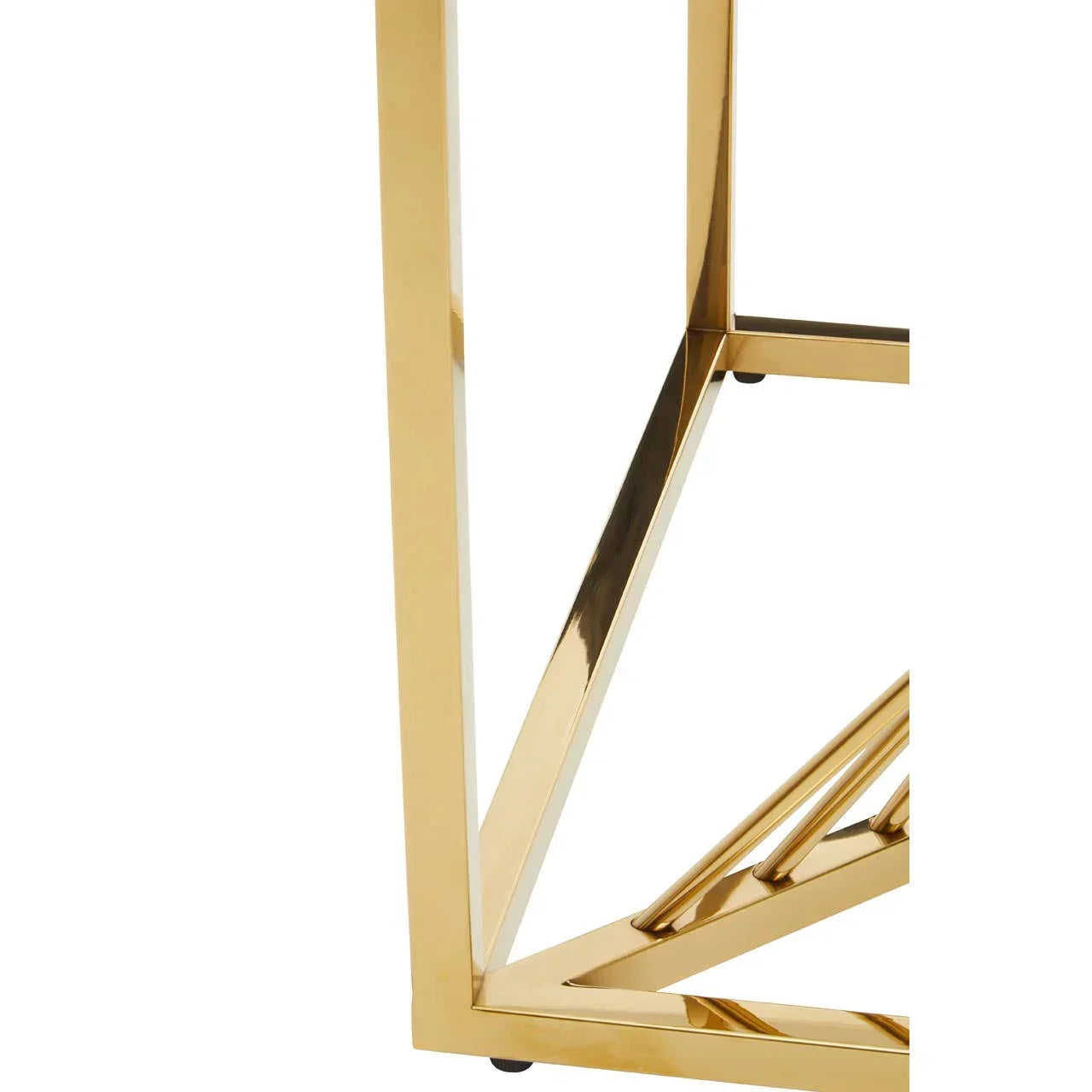 gold metal table leg with modern geometric design detail