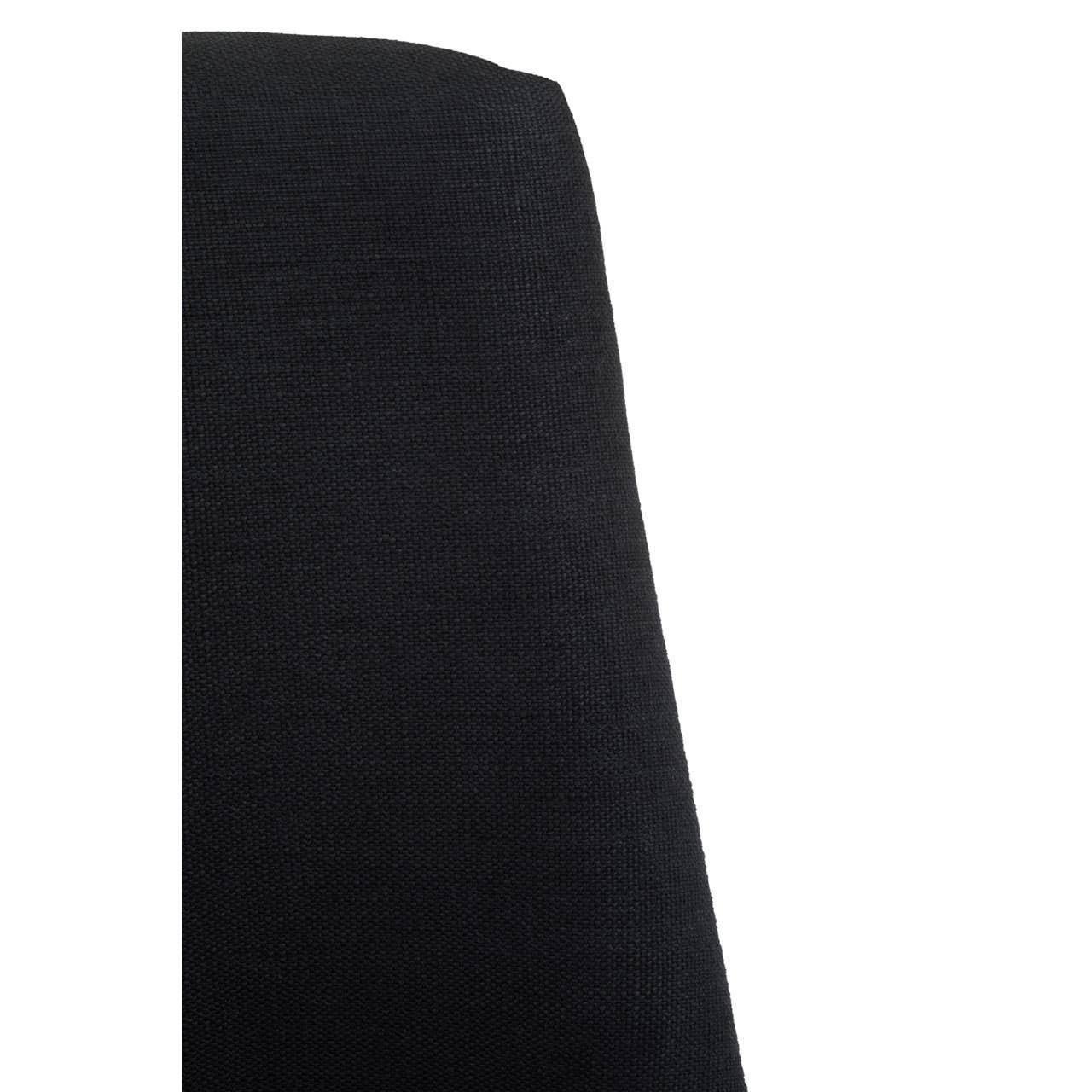 Close-up of black fabric dining chair backrest