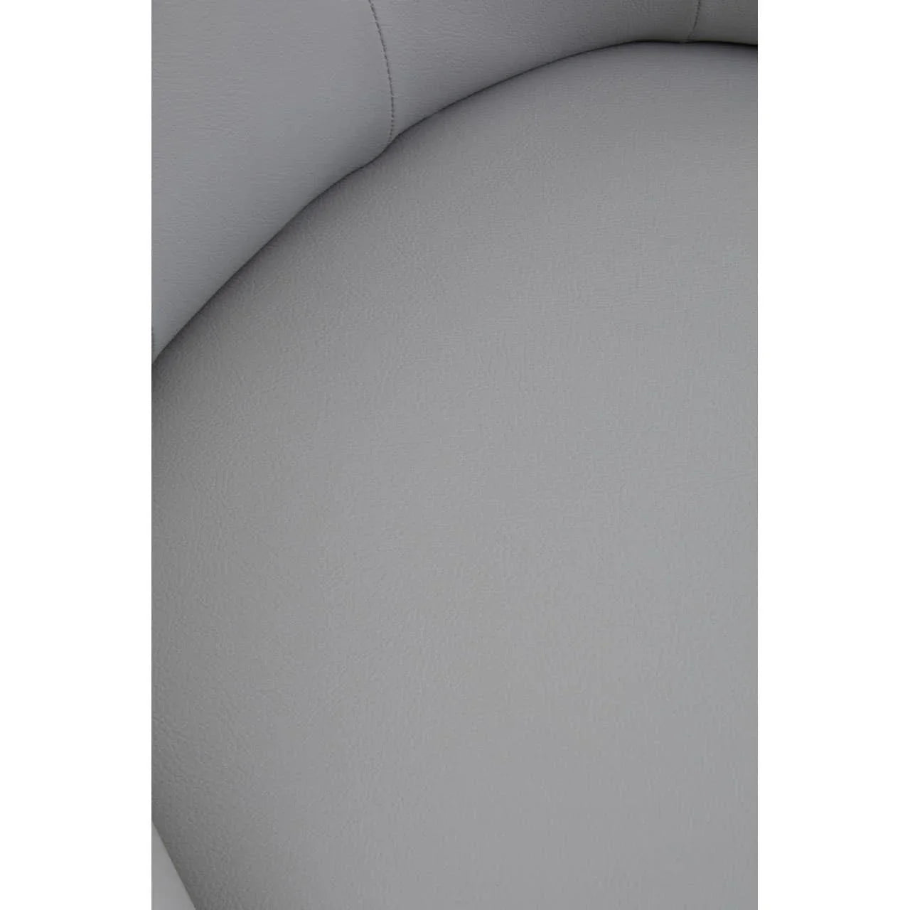 Close-up of light grey leather sofa seat with visible stitching detail