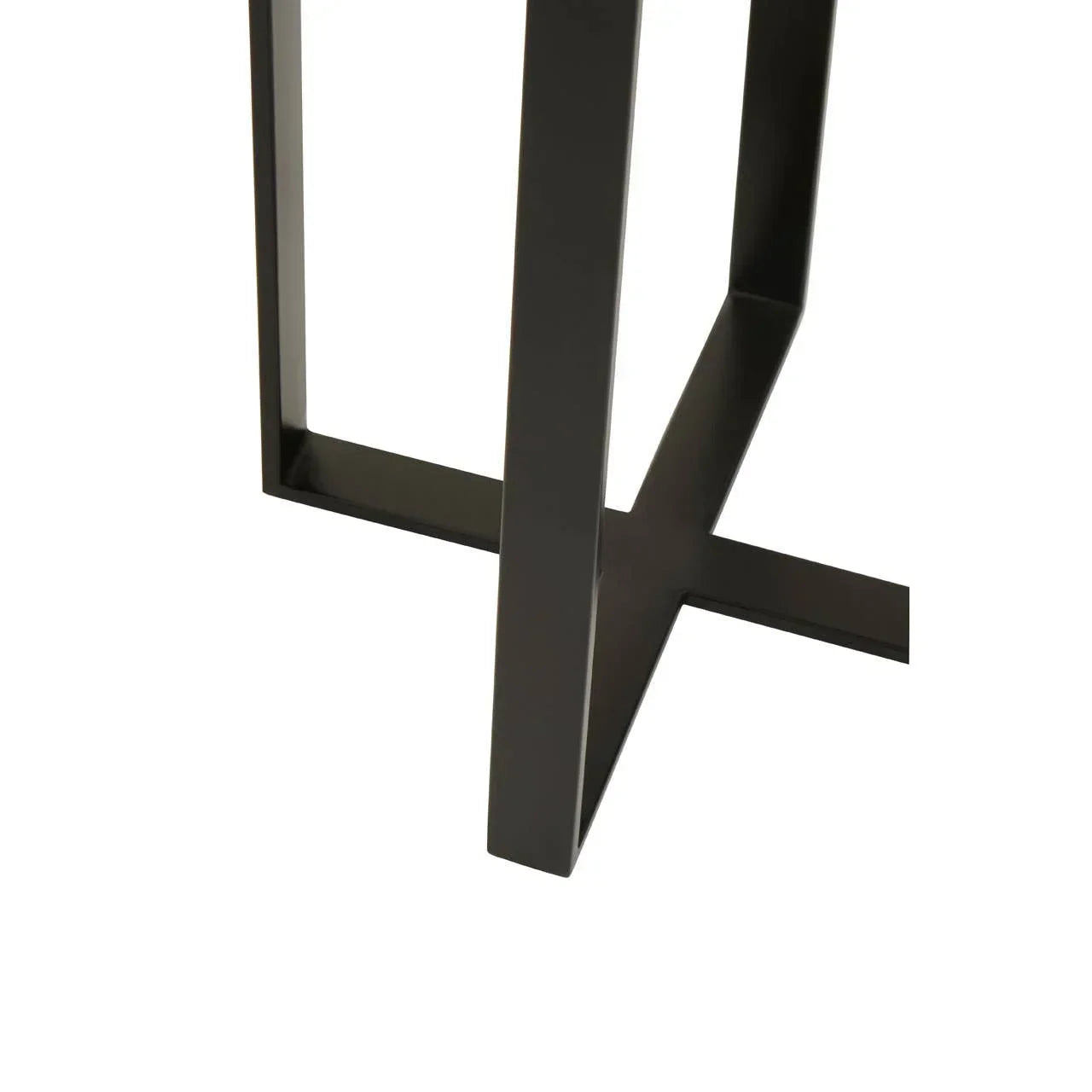 Black metal table leg with cross base detail, modern industrial dining table support