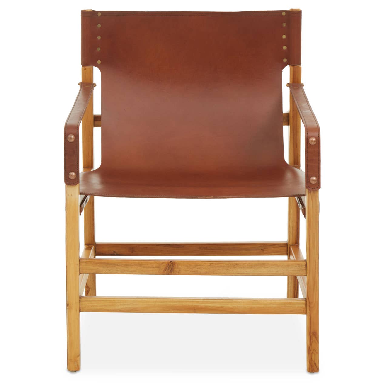 Luxe Leather Teak Wood Chair