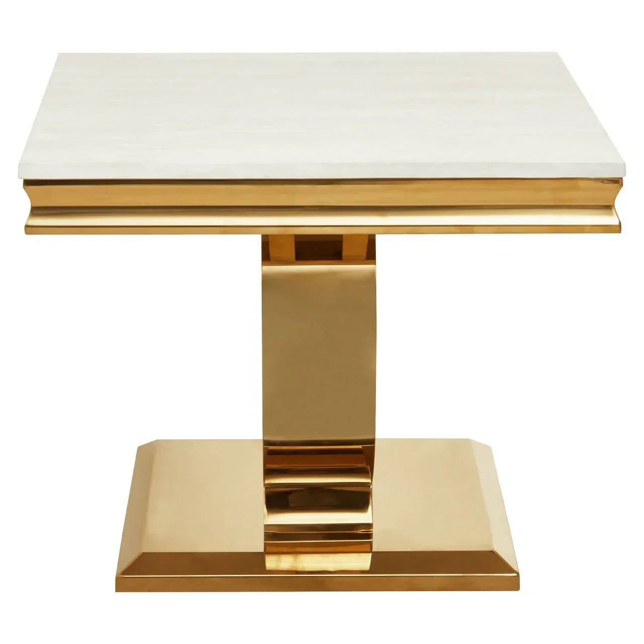 Gold metal and marble side table with rectangular design