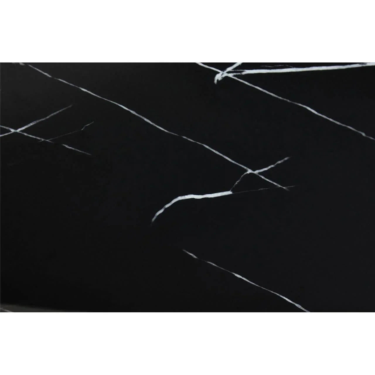 Black marble tabletop surface with white veining detail for modern furniture