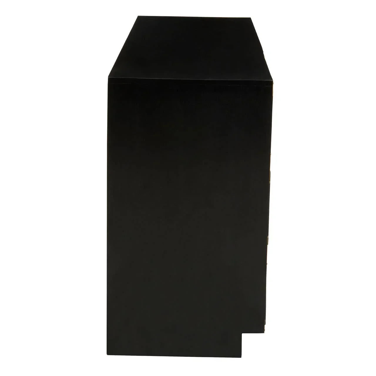 Side view of black wooden sideboard cabinet with rectangular shape