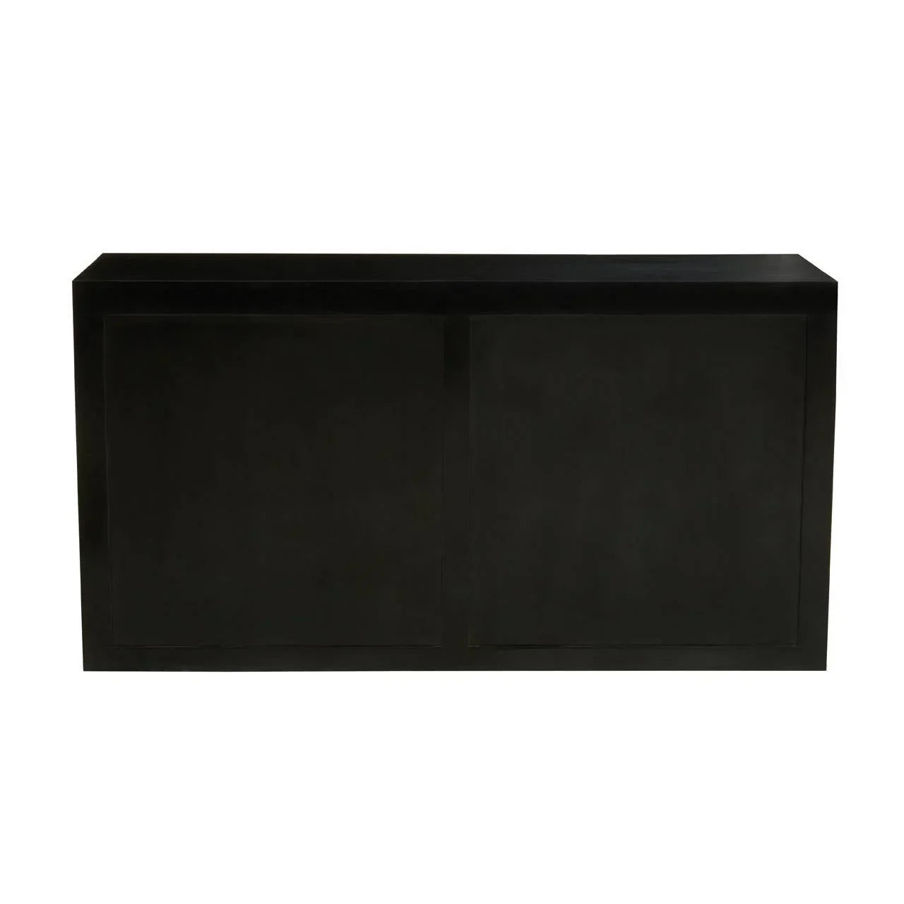Black wooden sideboard with two large front panels, minimalist modern design