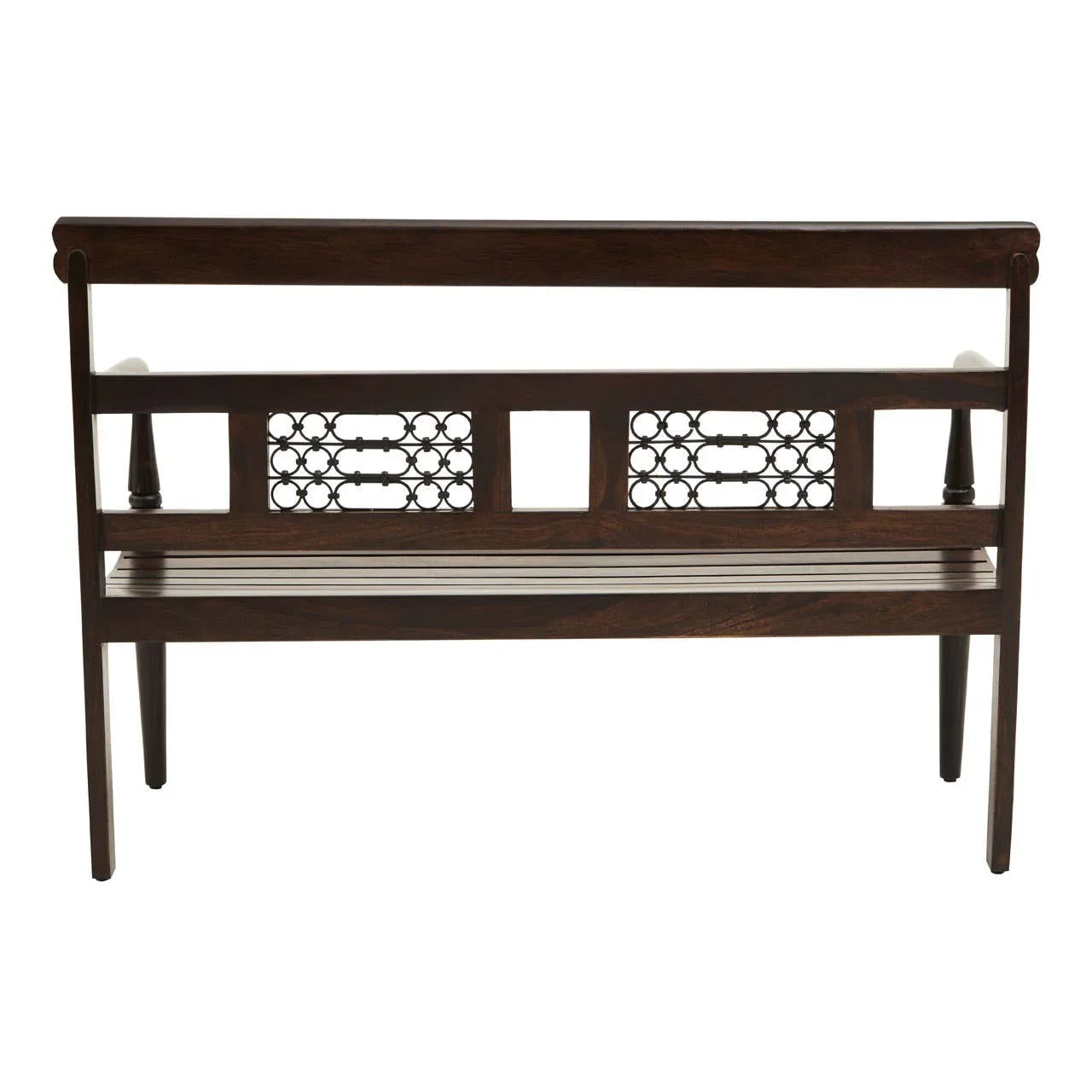 Rustic Iron-Framed Wooden Bench