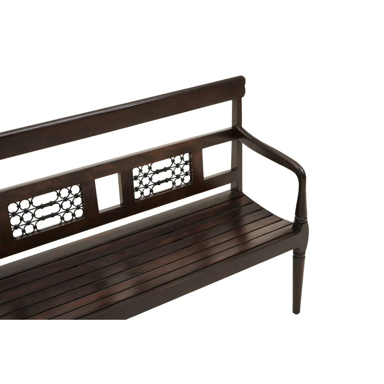 Rustic Iron-Framed Wooden Bench