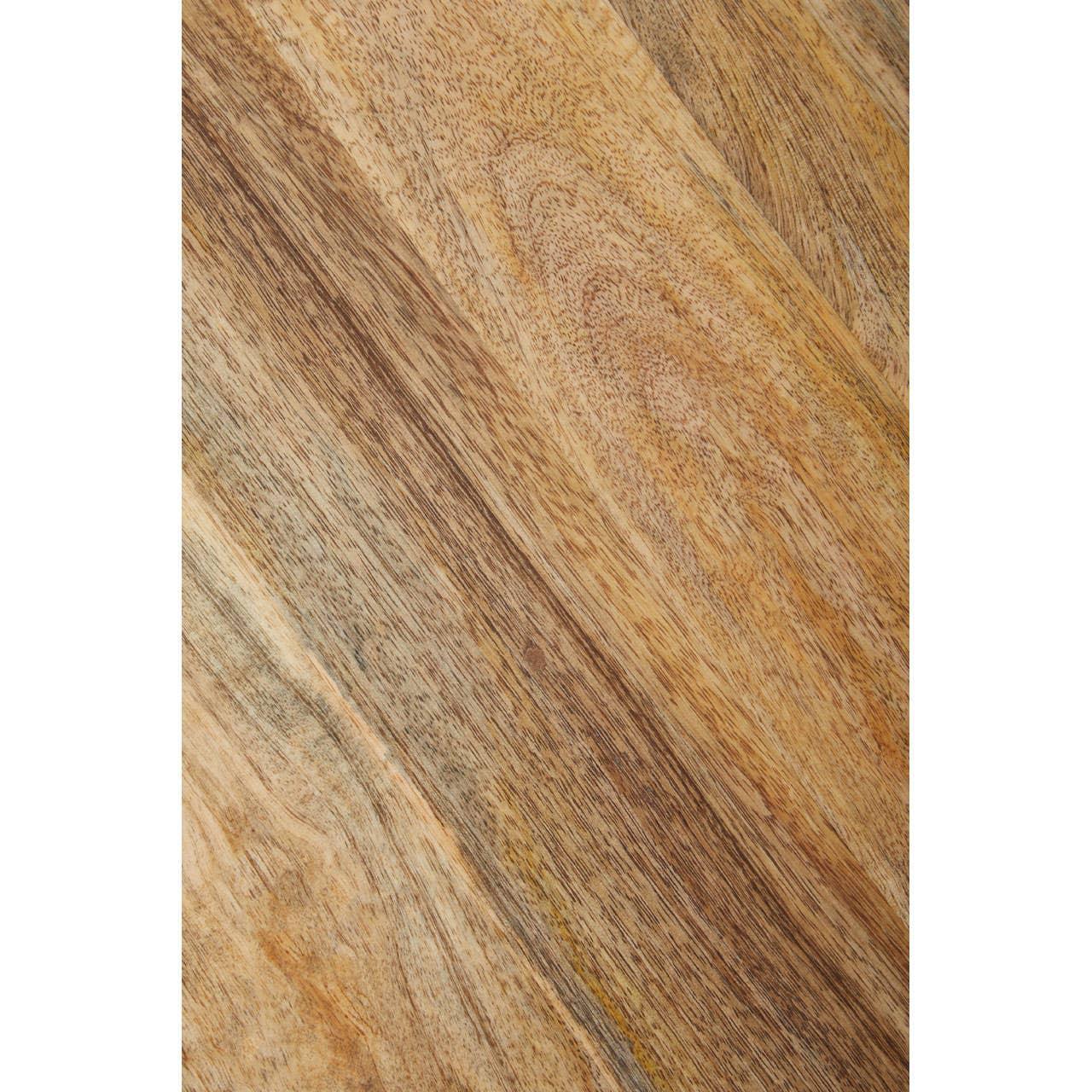 Mango wood furniture surface with natural grain and light brown finish