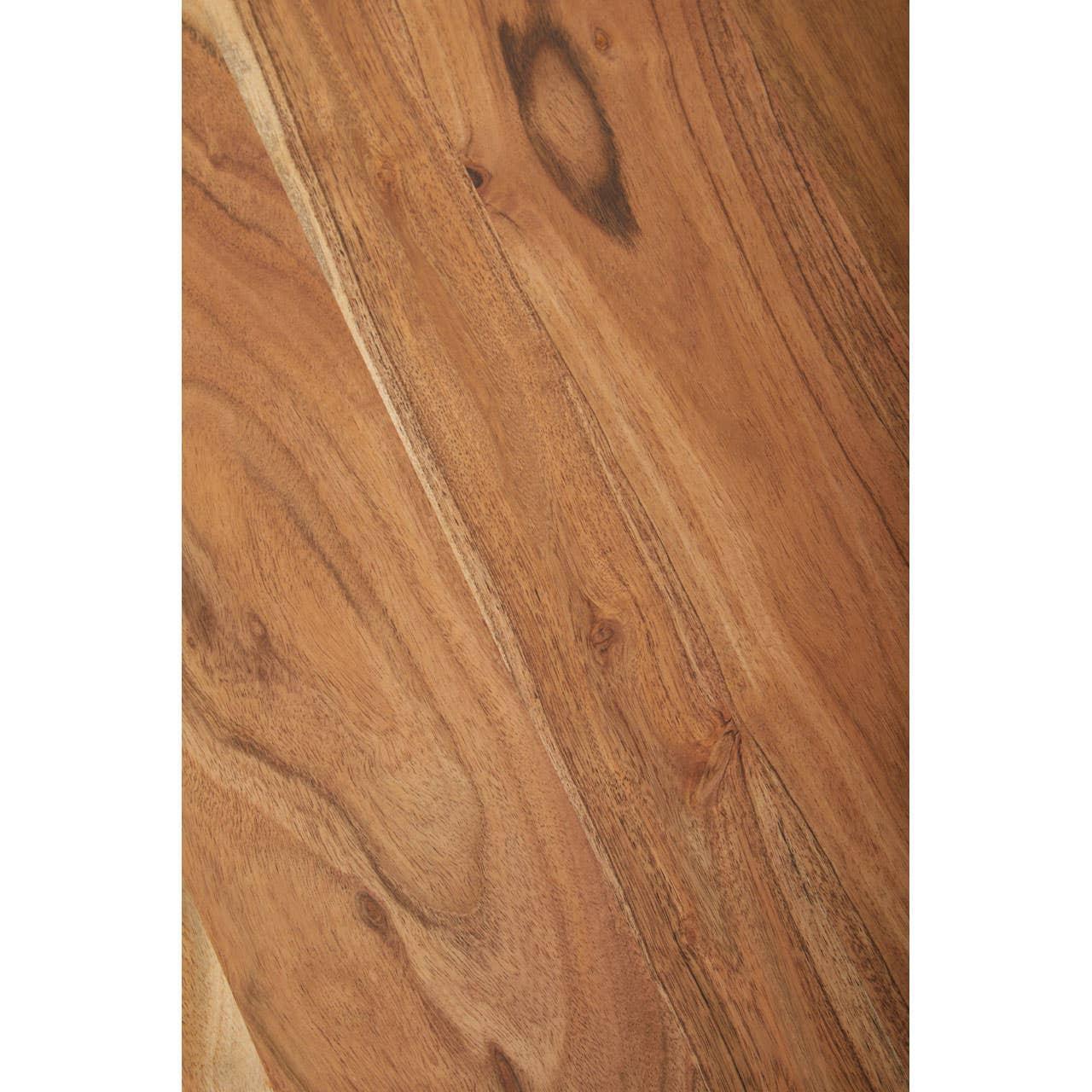 Closeup of natural acacia wood grain with rich brown tones and subtle texture