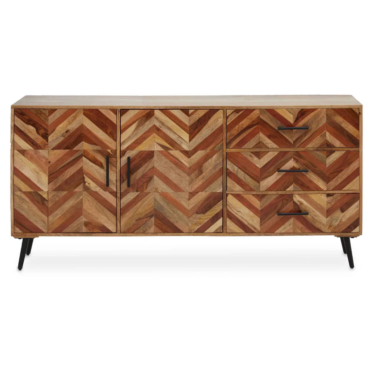 Boho Mango Wood Sideboard with Industrial Black Legs
