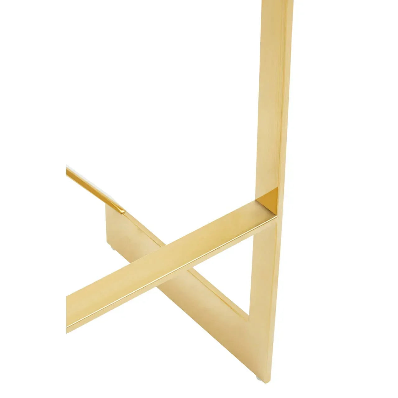 gold metal table leg with modern geometric frame design